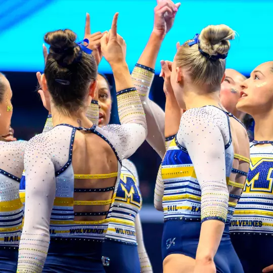 Women's Gymnastics Team Huddle - Big Ten Championships