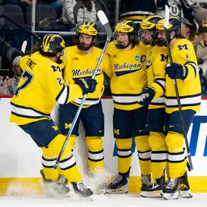 Michigan ice hockey team celebration
