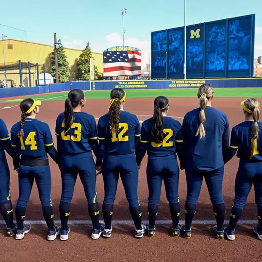 Softball team starting lineup national anthem pre-game