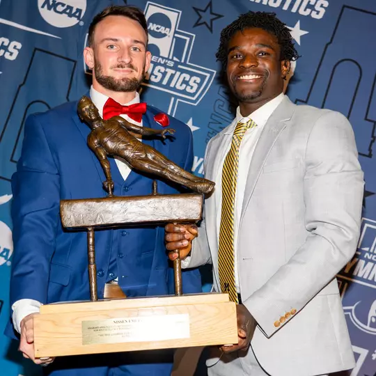Drew Moling (left) and Fred Richard with the Nissen-Emery Trophy