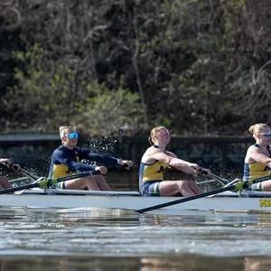 Rowing team in action