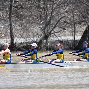 Rowing team in action