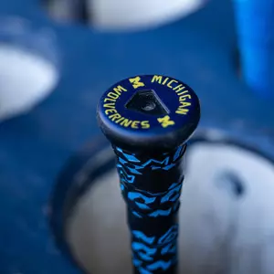 Michigan Wolverines baseball bat in dugout