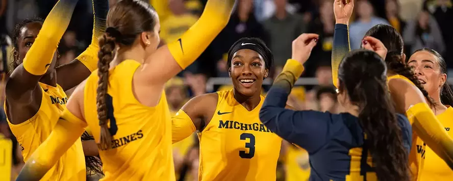 Michigan volleyball team celebration