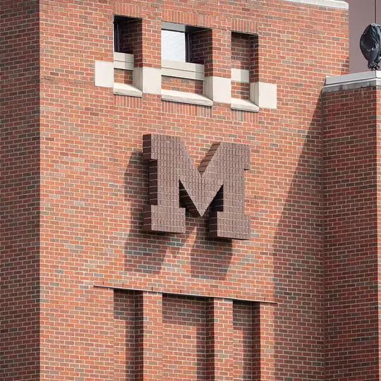 Football Brick M on Brick Wall