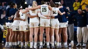Michigan Women's Basketball Huddle
