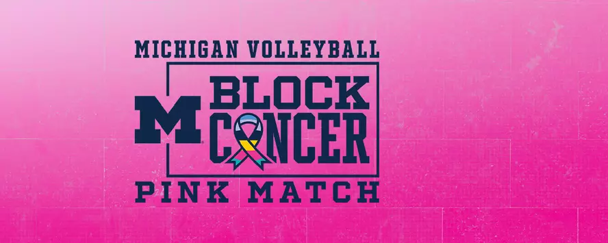 Michigan Volleyball Block Cancer Pink Match