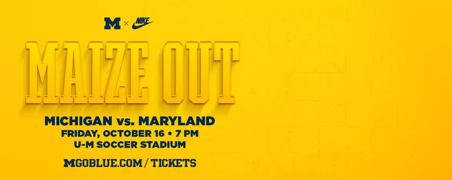 Michigan Men's Soccer Maize Out Game on Friday, October 16 at 7 pm