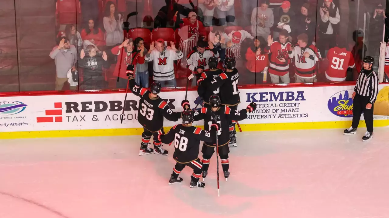 Miami Hockey goal celebration