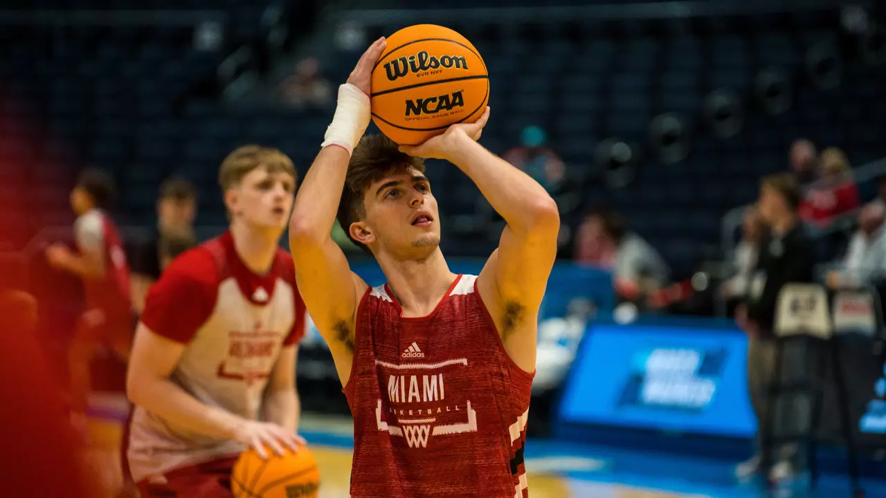 Luke Skaljac at NCAA Tournament open practice in Dayton