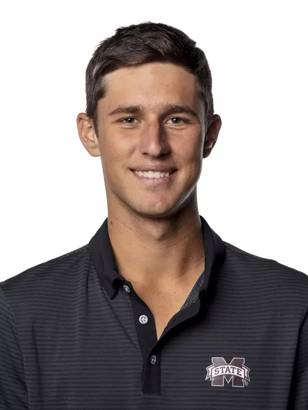 STARKVILLE, MS - October 18, 2021 - Mississippi State Golfer Hunter Logan headshot taken during 2021 Men’s Golf Production Day at the Holliman Athletic Center at Mississippi State University in Starkville, MS. Photo By Austin Perryman
