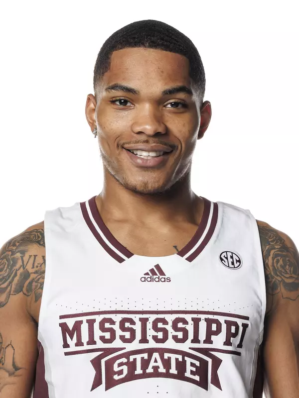 STARKVILLE, MS - October 06, 2021 - Mississippi State Guard Shakeel Moore (#3) headshot taken during MenÕs Basketball Production Day at Humphrey Coliseum at Mississippi State University in Starkville, MS. Photo By Chamberlain Smith