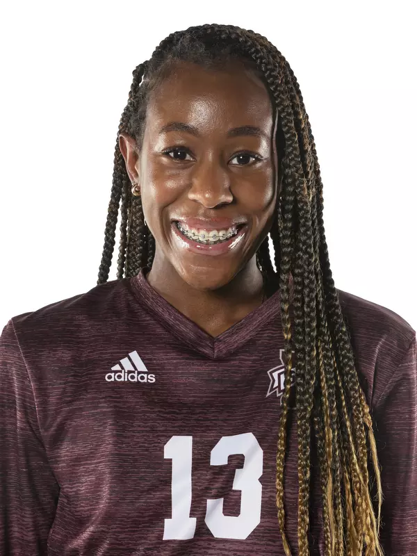 STARKVILLE, MS - July 25, 2021 - Mississippi State Middle Blocker Deja Robinson (#13) headshot during 2021 Volleyball Production Day at the Palmeiro Center at Mississippi State University in Starkville, MS. Photo By Austin Perryman