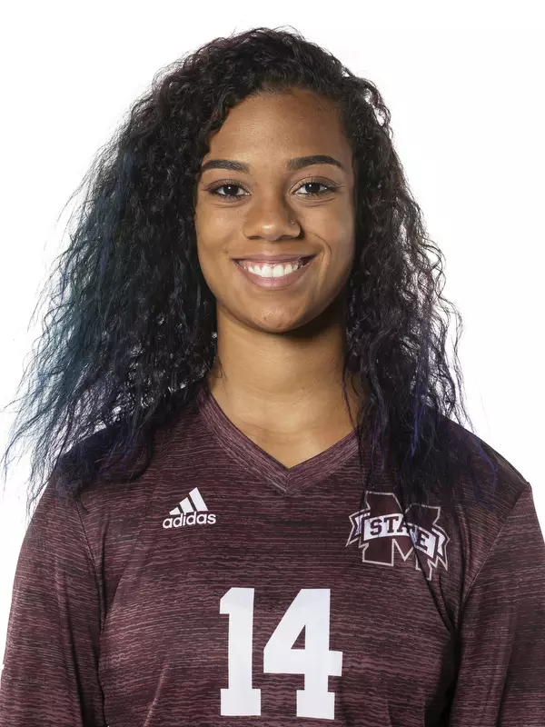 STARKVILLE, MS - July 25, 2021 - Mississippi State Middle Blocker Burgundy Walters (#14) headshot during 2021 Volleyball Production Day at the Palmeiro Center at Mississippi State University in Starkville, MS. Photo By Austin Perryman
