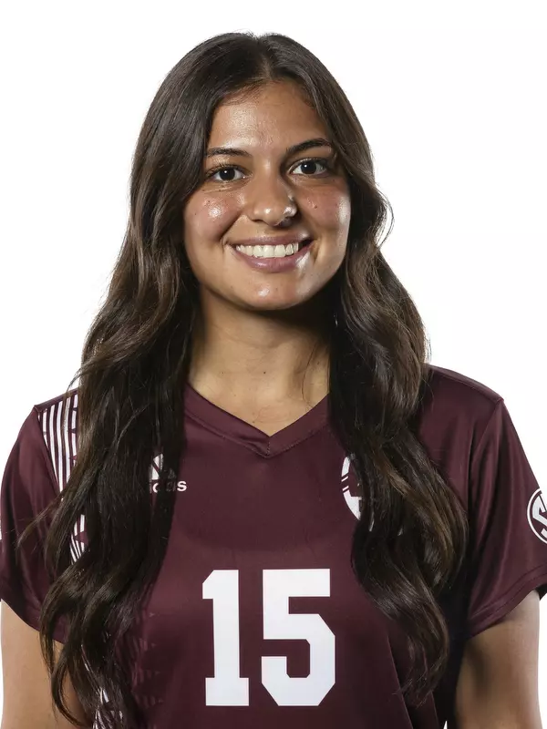 STARKVILLE, MS - July 29, 2021 - Mississippi State Defender Miranda Carrasco (#15) headshot taken during 2021 Soccer Production Day at the Palmeiro Center at Mississippi State University in Starkville, MS. Photo By Austin Perryman