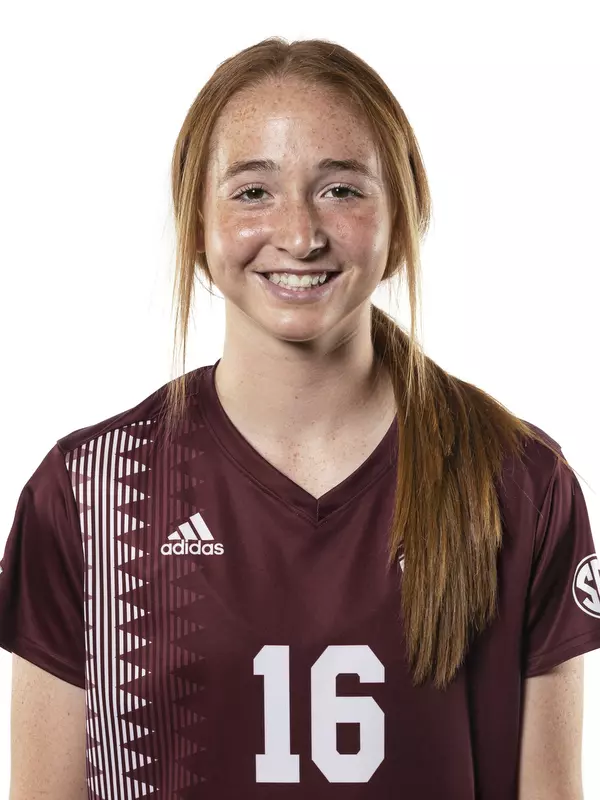 STARKVILLE, MS - July 29, 2021 - Mississippi State Defender Rylie Combs (#16) headshot taken during 2021 Soccer Production Day at the Palmeiro Center at Mississippi State University in Starkville, MS. Photo By Austin Perryman