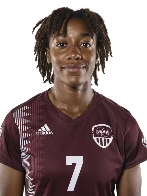 STARKVILLE, MS - July 29, 2021 - Mississippi State Forward Onyi Echegini (#7) headshot taken during 2021 Soccer Production Day at the Palmeiro Center at Mississippi State University in Starkville, MS. Photo By Austin Perryman