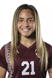 STARKVILLE, MS - July 29, 2021 - Mississippi State Forward/Midfielder Esmeralda Figueroa (#21) headshot taken during 2021 Soccer Production Day at the Palmeiro Center at Mississippi State University in Starkville, MS. Photo By Austin Perryman
