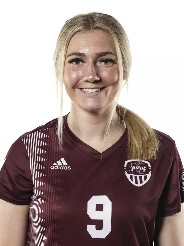 STARKVILLE, MS - July 29, 2021 - Mississippi State Forward Elle McCaslin (#9) headshot taken during 2021 Soccer Production Day at the Palmeiro Center at Mississippi State University in Starkville, MS. Photo By Austin Perryman