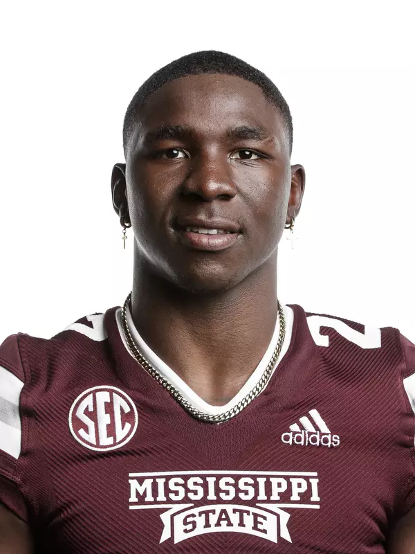 STARKVILLE, MS - June 09, 2021 - Mississippi State Wide Receiver Antonio Harmon headshot taken at the Leo Seal Jr. Football Complex at Mississippi State University in Starkville, MS. Photo By Austin Perryman