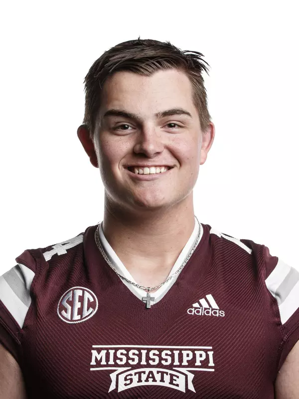 STARKVILLE, MS - June 09, 2021 - Mississippi State Offensive Lineman Jim Riley headshot taken at the Leo Seal Jr. Football Complex at Mississippi State University in Starkville, MS. Photo By Austin Perryman