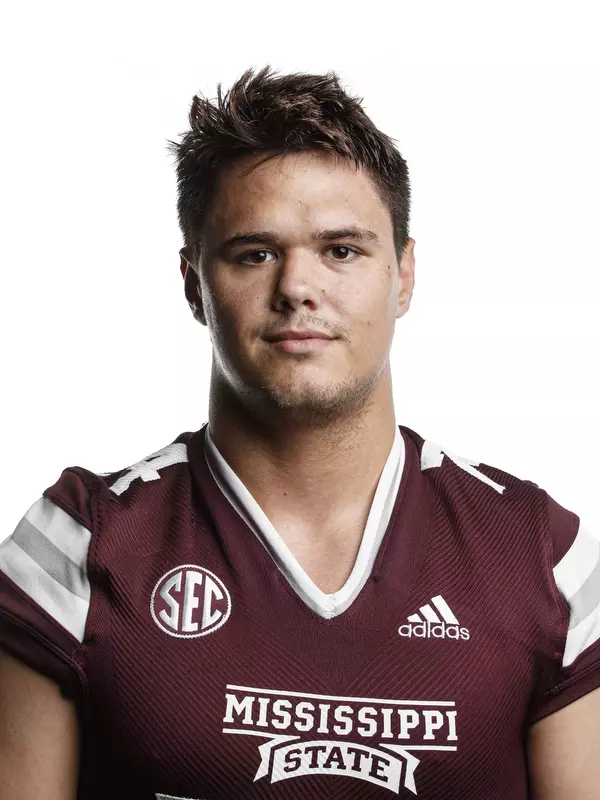 STARKVILLE, MS - June 09, 2021 - Mississippi State Offensive Lineman Max Ryan headshot taken at the Leo Seal Jr. Football Complex at Mississippi State University in Starkville, MS. Photo By Austin Perryman