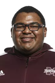 STARKVILLE, MS - August 24, 2021 - Jabari Bennett headshot taken at the Holliman Athletic Center at Mississippi State University in Starkville, MS. Photo By Chamberlain Smith