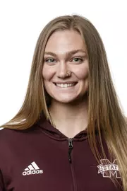 STARKVILLE, MS - September 21, 2021 - Mississippi State Thrower Riley Simmons headshot taken at the Holliman Athletic Center at Mississippi State University in Starkville, MS. Photo By Austin Perryman