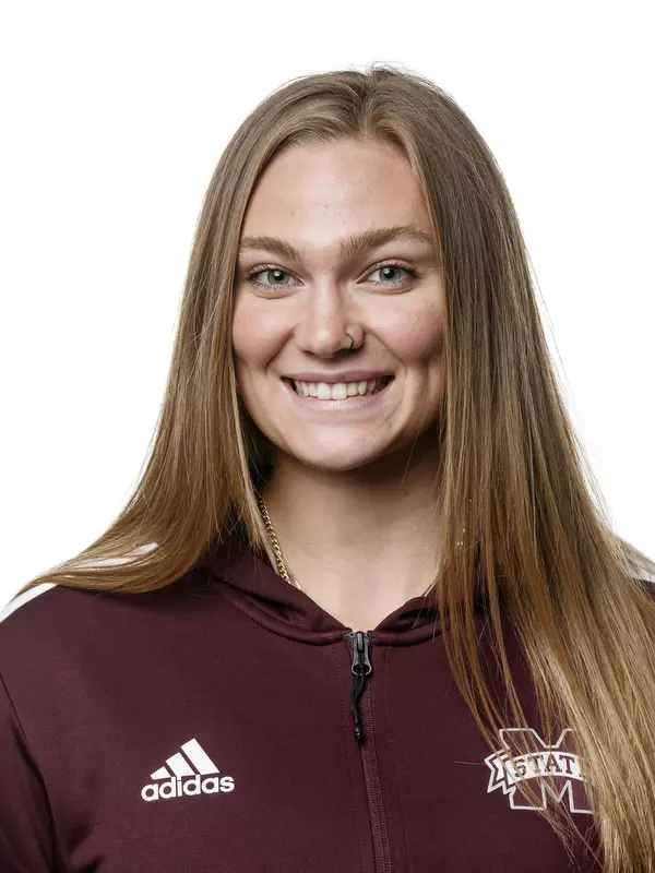 STARKVILLE, MS - September 21, 2021 - Mississippi State Thrower Riley Simmons headshot taken at the Holliman Athletic Center at Mississippi State University in Starkville, MS. Photo By Austin Perryman