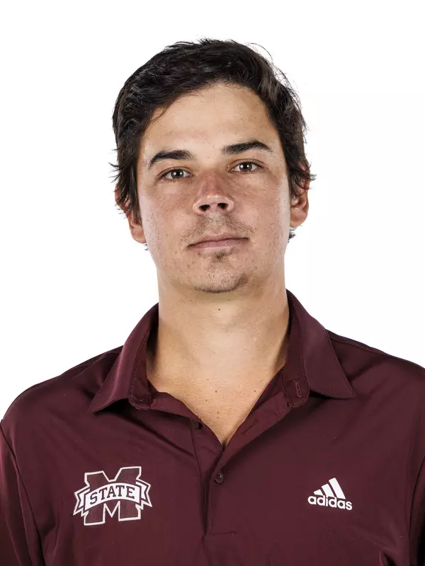 STARKVILLE, MS - November 16, 2022 - Mississippi State's Ruan Pretorius headshot taken during 2022-2023 Mens’ Golf Production Day at the Holliman Athletic Center at Mississippi State University in Starkville, MS. Photo By Kevin Snyder