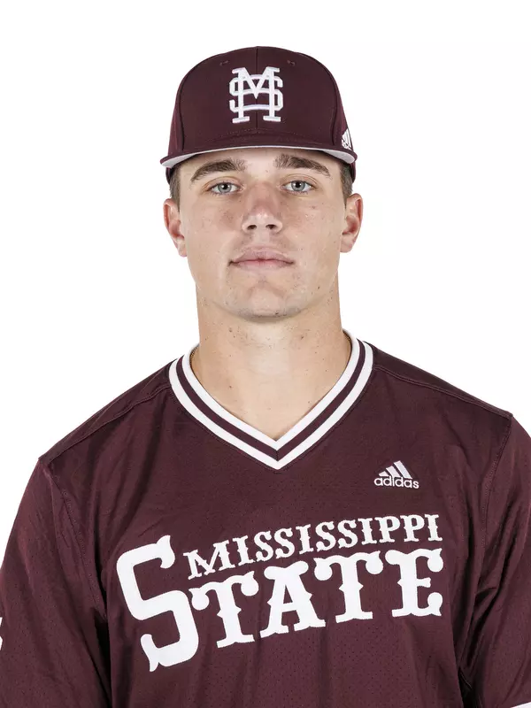 STARKVILLE, MS - November 20, 2022 - Mississippi State Infielder Slate Alford (#24) headshot taken during 2022-2023 Baseball Production Day at Dudy Noble Field at Polk-Dement Stadium in Starkville, MS. Photo By Kevin Snyder