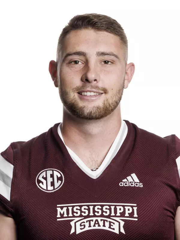 STARKVILLE, MS - February 02, 2022 - Mississippi State Kicker Massimo Biscardi headshot taken at the Leo Seal Jr. Football Complex at Mississippi State University in Starkville, MS. Photo By Austin Perryman