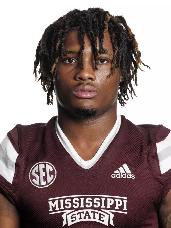 STARKVILLE, MS - February 02, 2022 - Mississippi State Wide Receiver Jarnorris Hopson headshot taken at the Leo Seal Jr. Football Complex at Mississippi State University in Starkville, MS. Photo By Austin Perryman