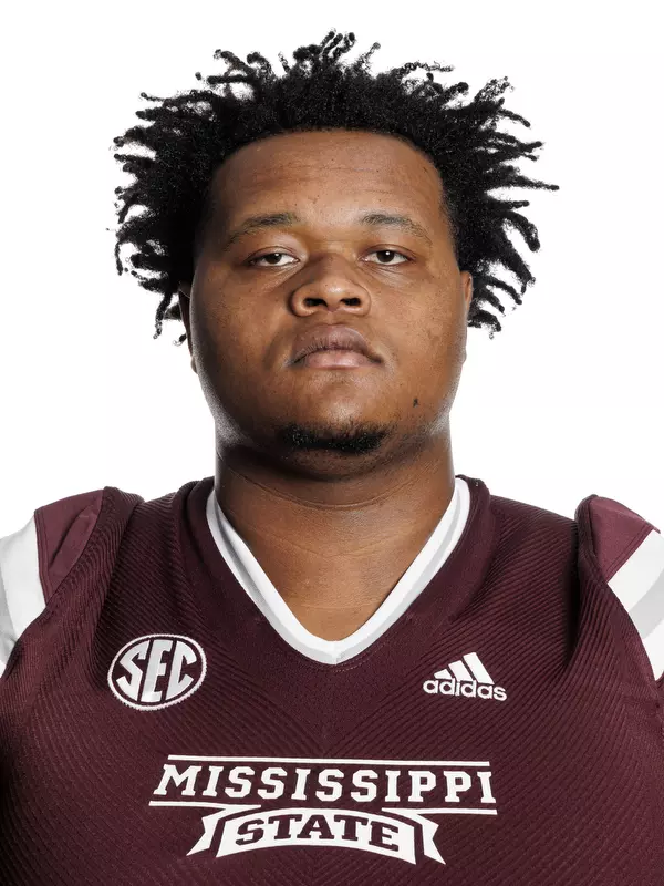 STARKVILLE, MS - February 02, 2022 - Mississippi State Offensive Lineman Percy Lewis headshot taken at the Leo Seal Jr. Football Complex at Mississippi State University in Starkville, MS. Photo By Austin Perryman