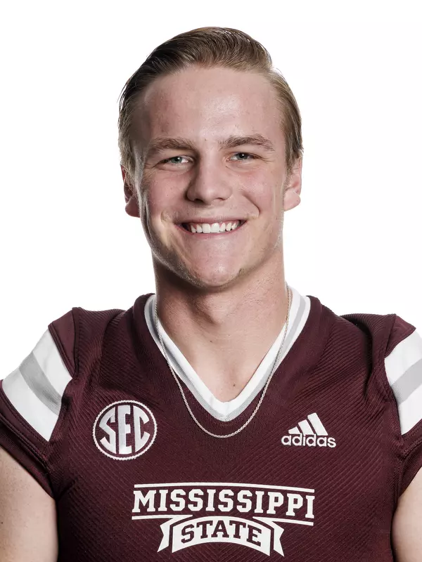 STARKVILLE, MS - February 02, 2022 - Mississippi State Quarterback Braedyn Locke headshot taken at the Leo Seal Jr. Football Complex at Mississippi State University in Starkville, MS. Photo By Austin Perryman
