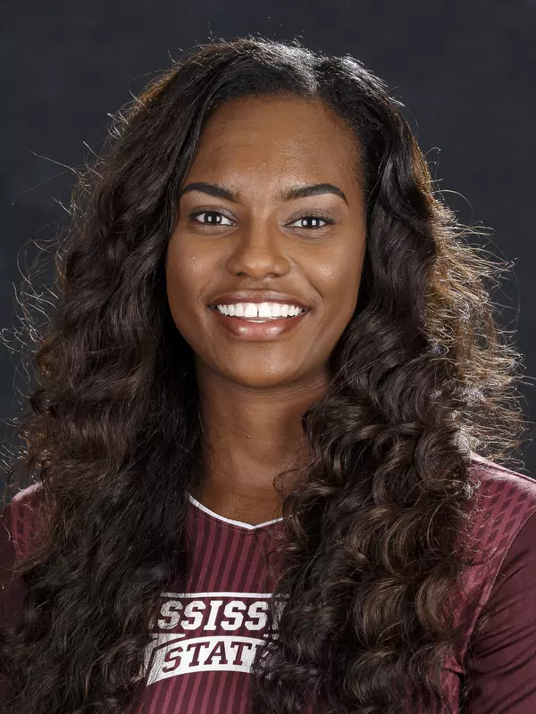 STARKVILLE, MS - July 26, 2016 - Mississippi State Right Setter/Middle Blocker Jazmyne Johnson (#14) headshot taken at Mississippi State University in Starkville, MS. Photo By Kelly Price