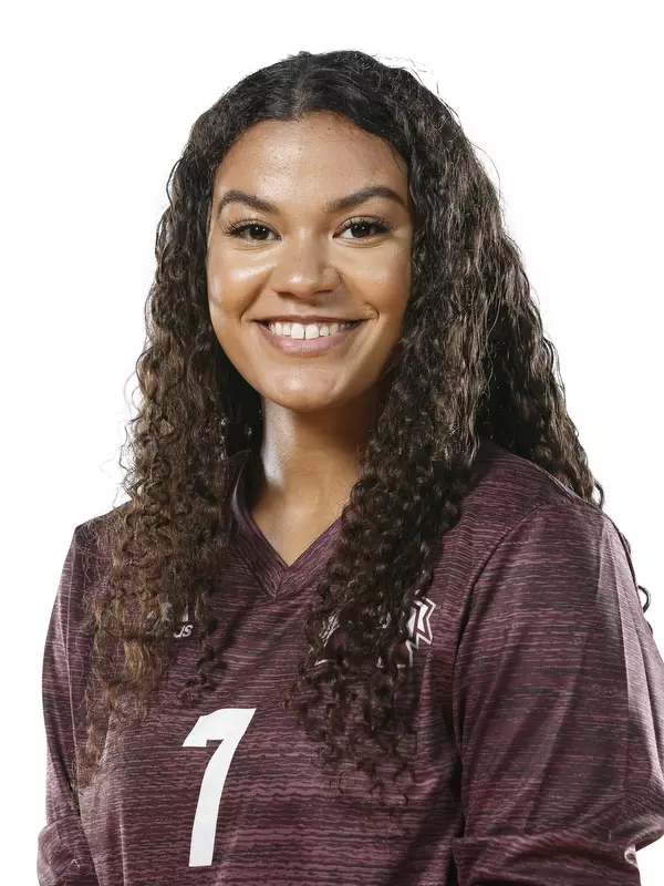STARKVILLE, MS - JULY 08, 2019 - Mississippi State Setter Alleah Stamatis (#7) headshot in Starkville, MS. Photo By Aaron Cornia