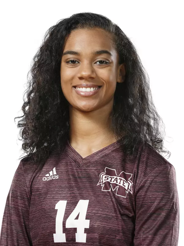 STARKVILLE, MS - JULY 08, 2019 - Mississippi State Middle Blocker Burgundy Walters (#14) headshot in Starkville, MS. Photo By Aaron Cornia