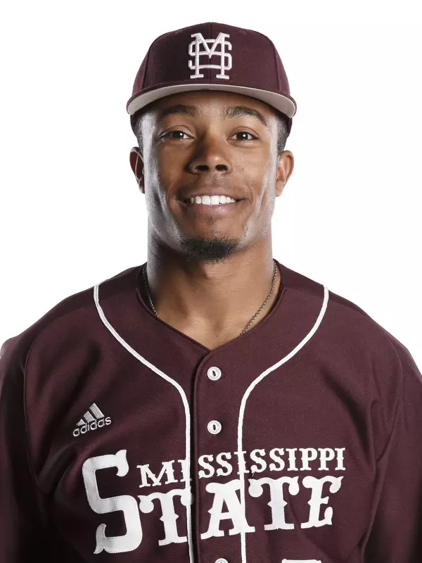 STARKVILLE, MS - December 01, 2015 - Mississippi State Outfielder Mike Smith (#5) headshot taken at Mississippi State University in Starkville, MS. Photo By Kelly Price