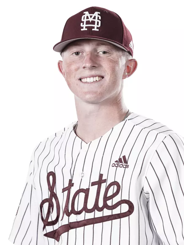 STARKVILLE, MS - October 22, 2019 - Mississippi State Outfielder Bryce Brock (#27) headshot taken at the Holliman Athletic Center at Mississippi State University in Starkville, MS. Photo By Aaron Cornia