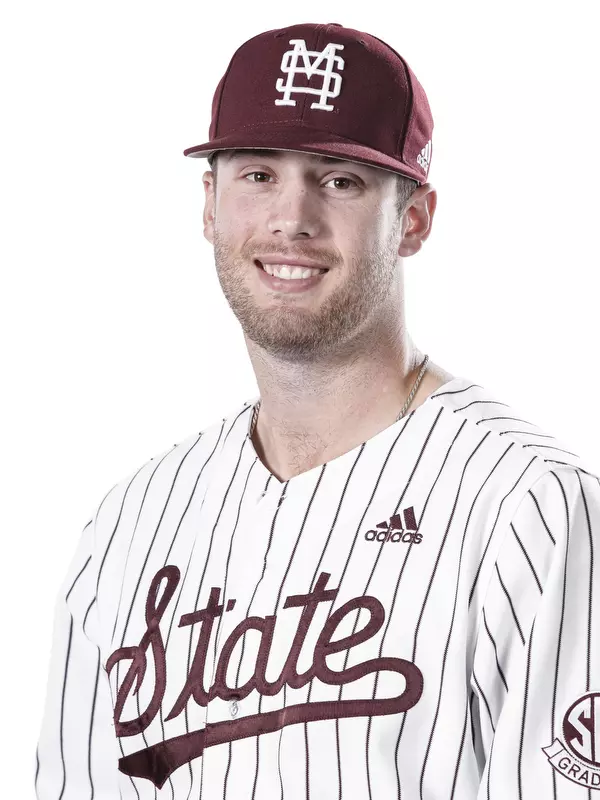 STARKVILLE, MS - October 21, 2019 - Mississippi State Pitcher David Dunlavey (#46) headshot taken at the Holliman Athletic Center at Mississippi State University in Starkville, MS. Photo By Aaron Cornia