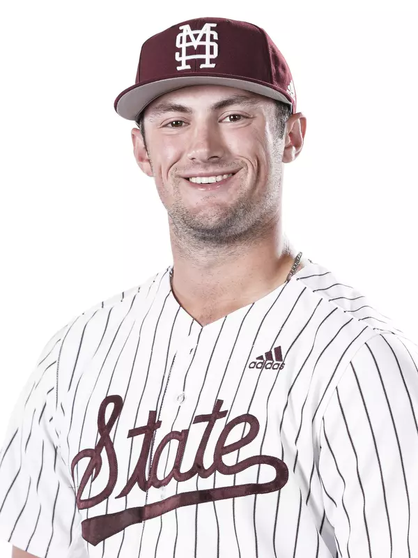 STARKVILLE, MS - October 21, 2019 - Mississippi State Pitcher Jack Eagan (#16) headshot taken at the Holliman Athletic Center at Mississippi State University in Starkville, MS. Photo By Aaron Cornia