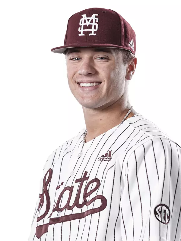 STARKVILLE, MS - October 22, 2019 - Mississippi State Outfielder Hunter French (#34) headshot taken at the Holliman Athletic Center at Mississippi State University in Starkville, MS. Photo By Aaron Cornia