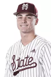 STARKVILLE, MS - October 21, 2019 - Mississippi State Pitcher JT Ginn (#3) headshot taken at the Holliman Athletic Center at Mississippi State University in Starkville, MS. Photo By Aaron Cornia