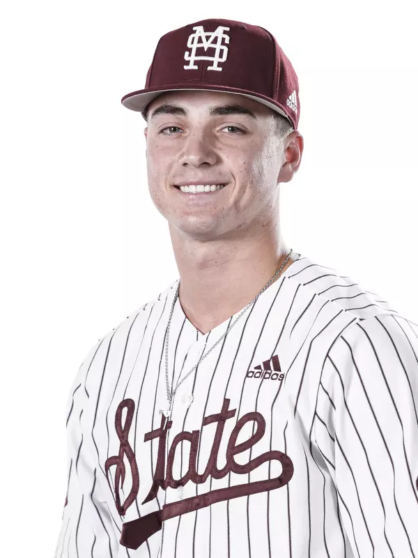 STARKVILLE, MS - October 21, 2019 - Mississippi State Pitcher JT Ginn (#3) headshot taken at the Holliman Athletic Center at Mississippi State University in Starkville, MS. Photo By Aaron Cornia