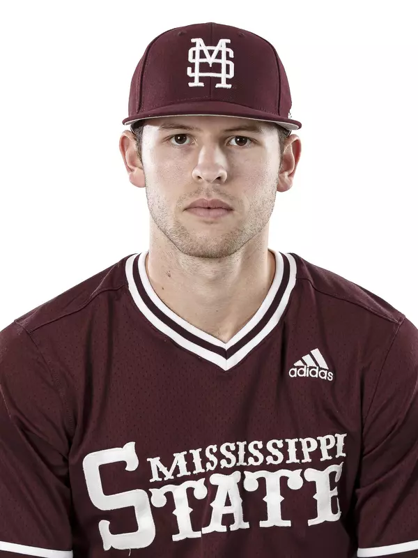 STARKVILLE, MS - January 17, 2019 - Mississippi State Catcher Luke Hancock (#20) headshot taken at Mississippi State University in Starkville, MS. Photo By Kelly Donoho