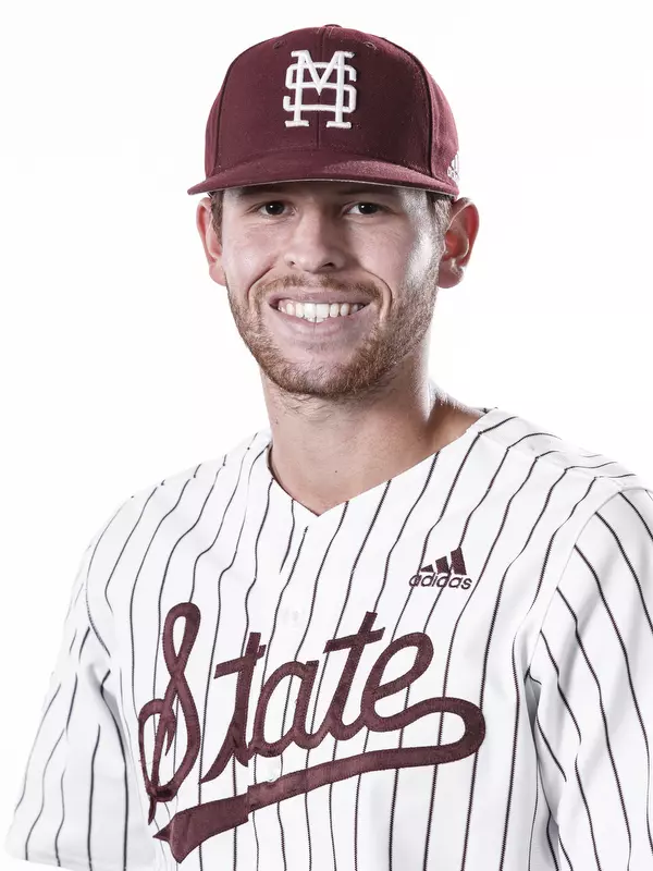 STARKVILLE, MS - October 22, 2019 - Mississippi State Catcher Luke Hancock (#20) headshot taken at the Holliman Athletic Center at Mississippi State University in Starkville, MS. Photo By Aaron Cornia
