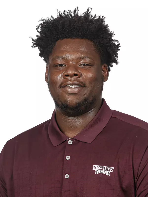 STARKVILLE, MS - June 19, 2019 - Mississippi State Offensive Lineman Kwatrivous Johnson (#69) headshot taken at Mississippi State University in Starkville, MS. Photo By Aaron Cornia
