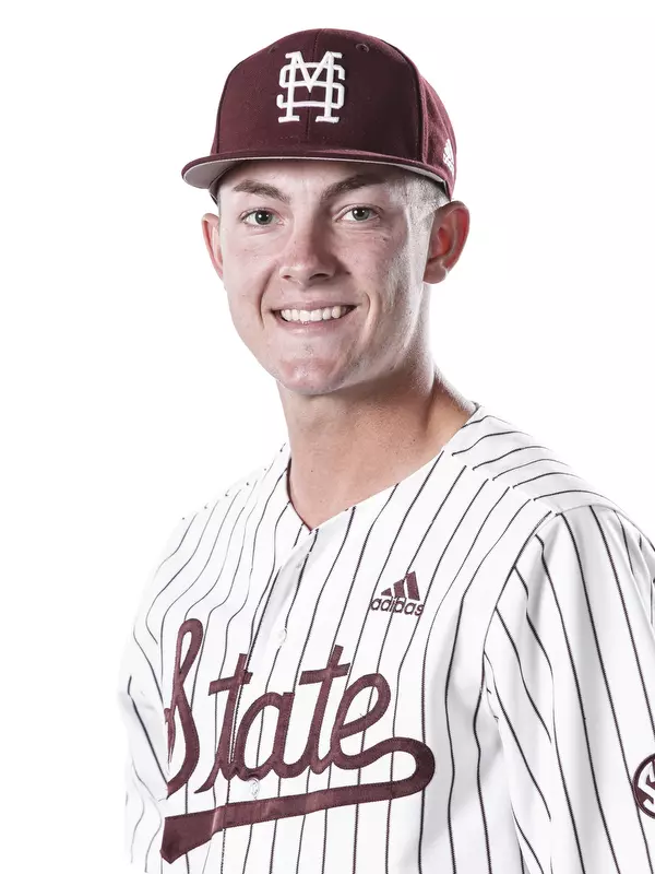STARKVILLE, MS - October 22, 2019 - Mississippi State Outfielder Drew McGowan (#8) headshot taken at the Holliman Athletic Center at Mississippi State University in Starkville, MS. Photo By Aaron Cornia