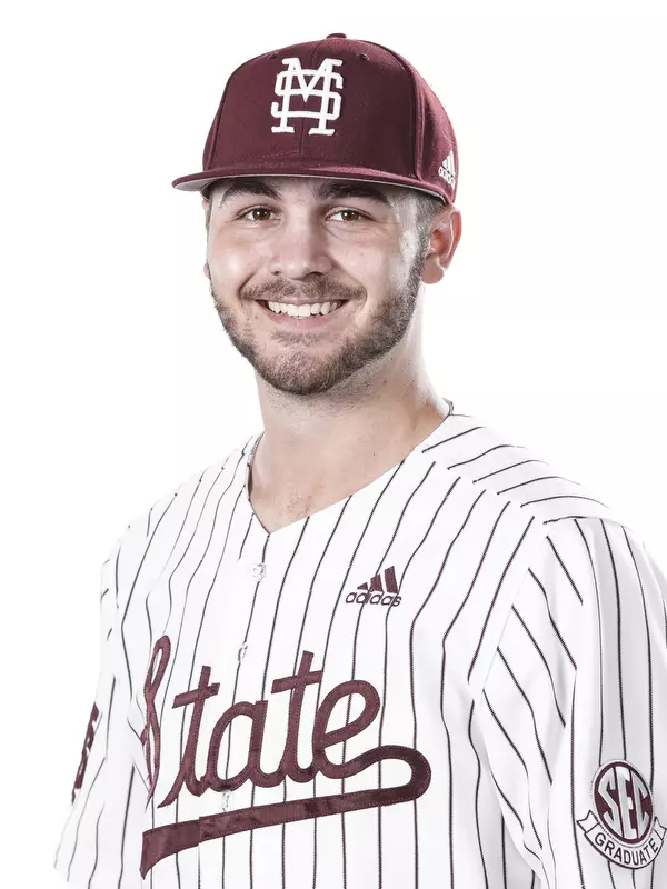 STARKVILLE, MS - October 21, 2019 - Mississippi State Pitcher Chase Patrick (#18) headshot taken at the Holliman Athletic Center at Mississippi State University in Starkville, MS. Photo By Aaron Cornia